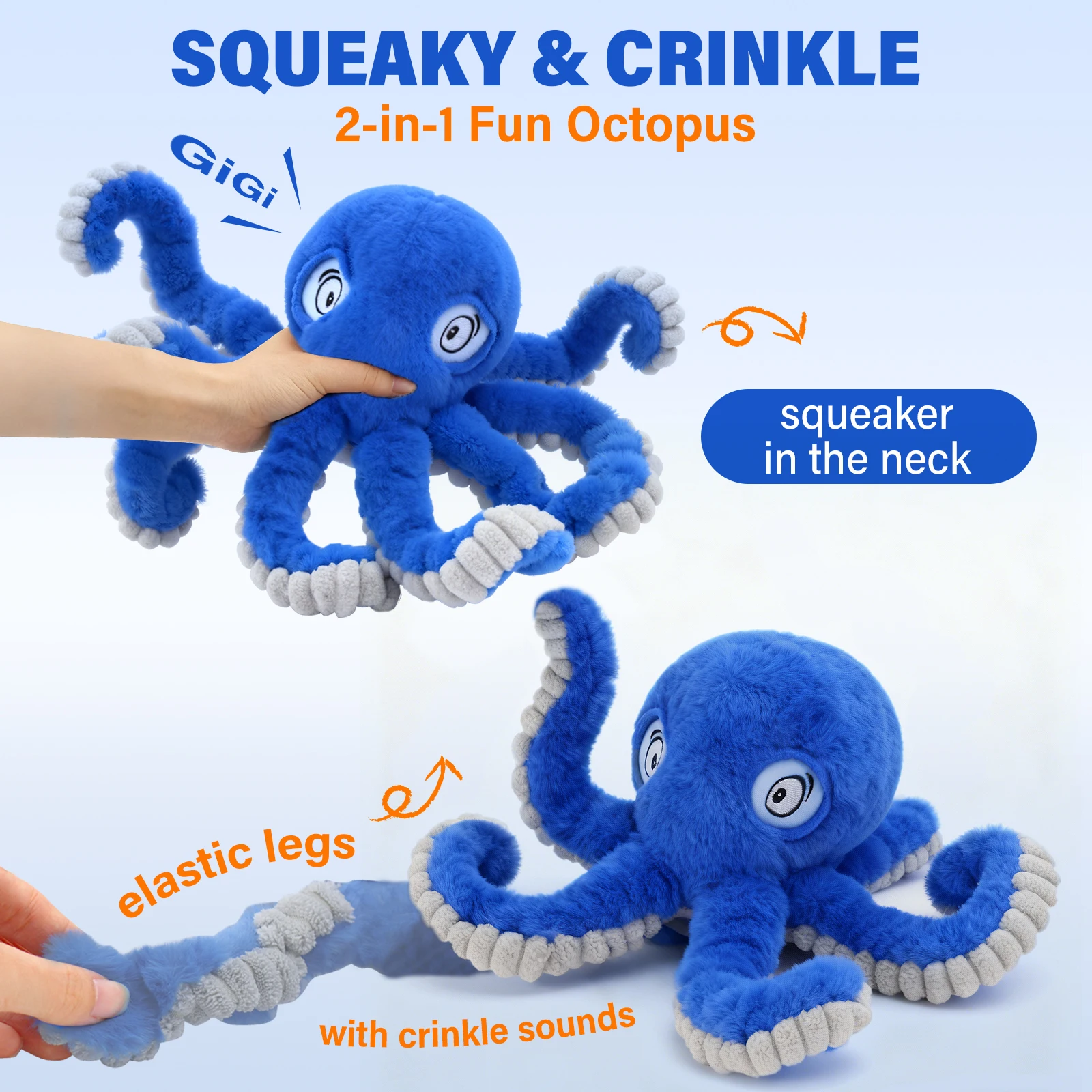 Dog Octopus Squeaky Toy: Interactive Tug of War Plush with Crinkle for Small & Large Dogs 1005011745507198