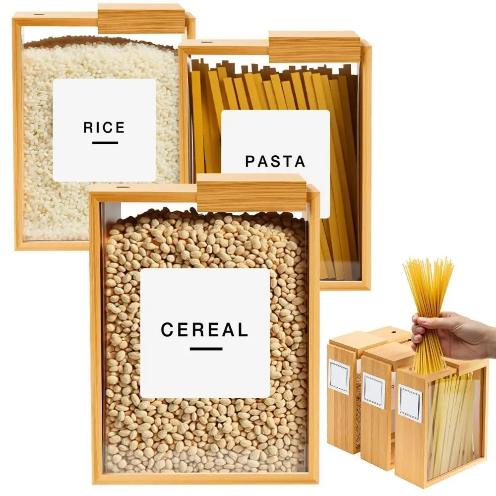 Bamboo Food Storage Containers with Slide Lid Wide Mouth Design Food Dispenser Multi-functional 1005011749516325