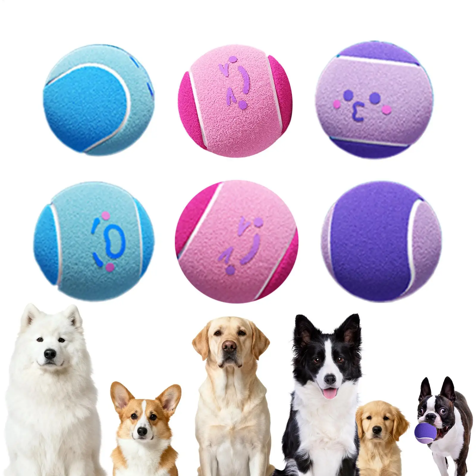 Tennis Balls for Dogs 6 Pieces Small Pet Exercise Fetch Toys Squeaky Dog Balls for Puppy Playful 1005011749801015