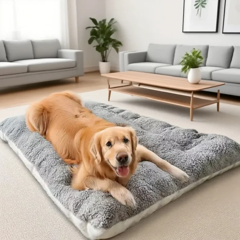 Extra Large Plush Dog Bed Sofa Thickened Super Soft Polyester Pet Mat Dog Crate Mat Bed For Small 1005011755550530