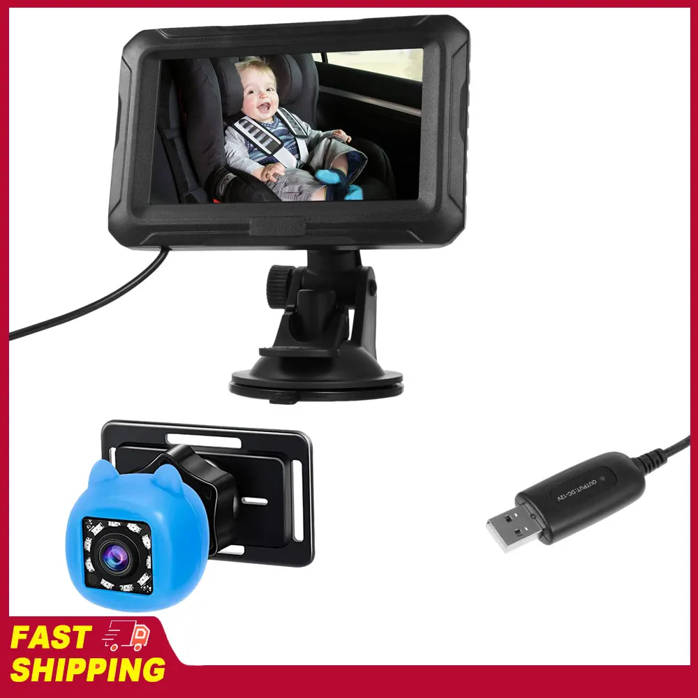 Baby Car Mirror 1080P Monitor with Camera USB Plug 4.3" Baby Camera With Night Vision 150°Viewing 1005011757832320