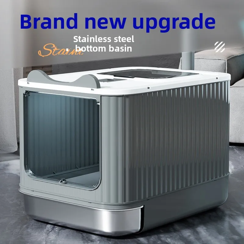 Automatic Self Cleaning Enclosed Cat Litter Box XXL Stainless Steel Drawer Anti Splash Odor Control 1005011764608737
