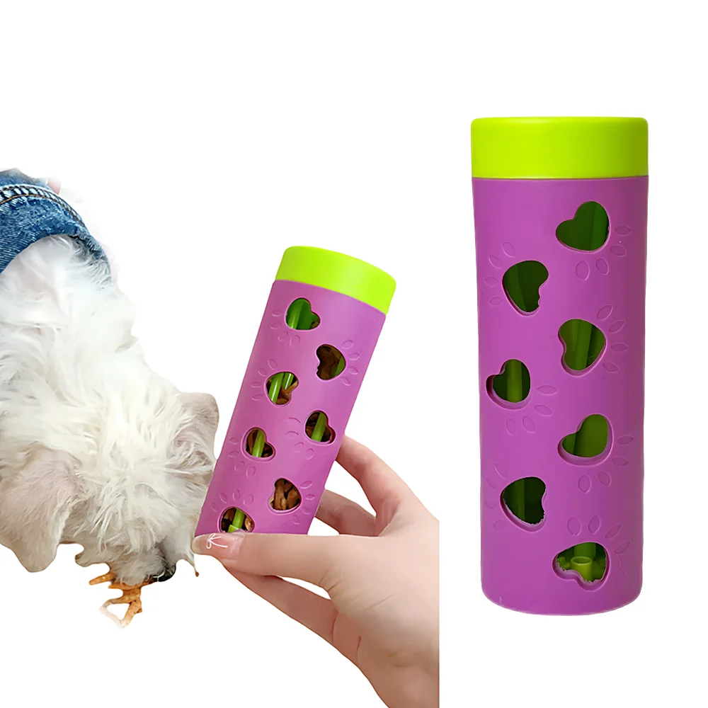 New Dog Slow Feeder Toy with Treat Dispenser, Durable Rolling Licking Chew Toy for Boredom Relief 1005011765435001