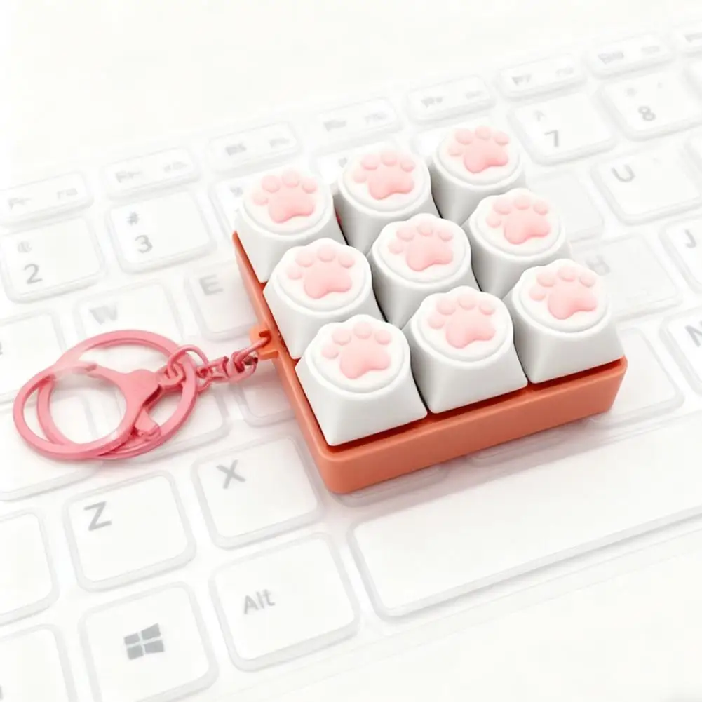 Clicky Keycap Clicker Keychain 9‑Buttons Cat Paw Keyboard Fidget Toys for Adults for Office Work 1005011769343744
