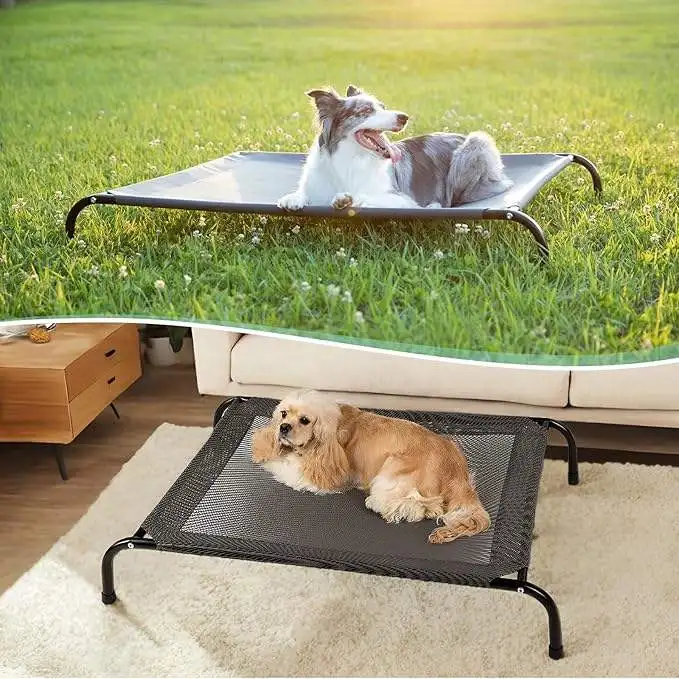 Cooling Elevated Dog Bed with Non-Slip Floor Protectors and Breathable Mesh 1005011771658597