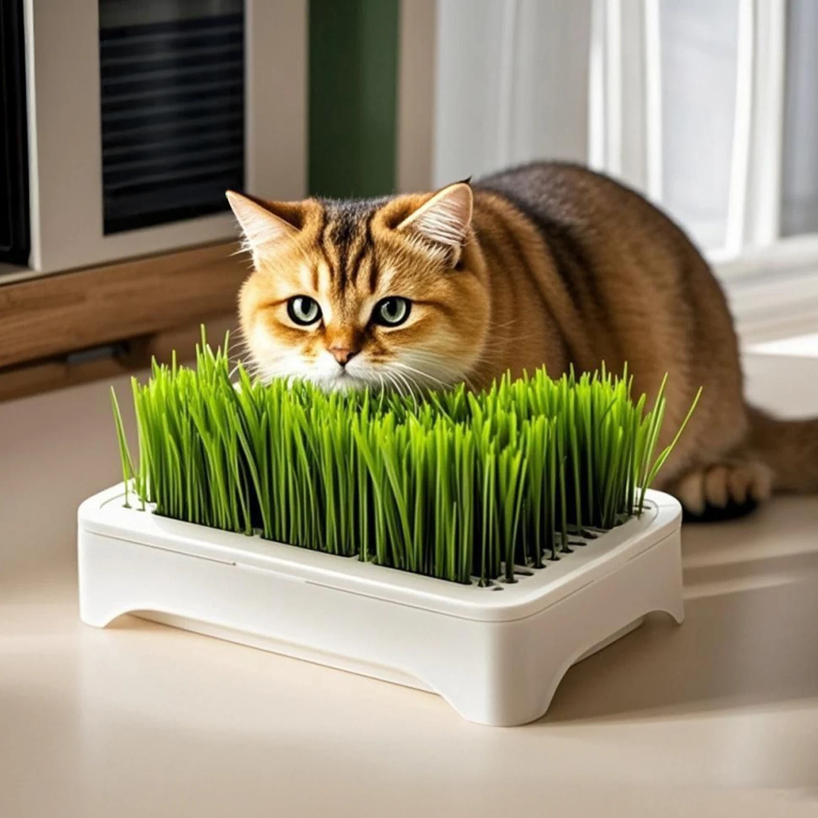 Cat Grass Growing Kit with Soil-Free Hydroponic Planter Box Nursery Box for Indoor Cats Wheatgrass 1005011771998280