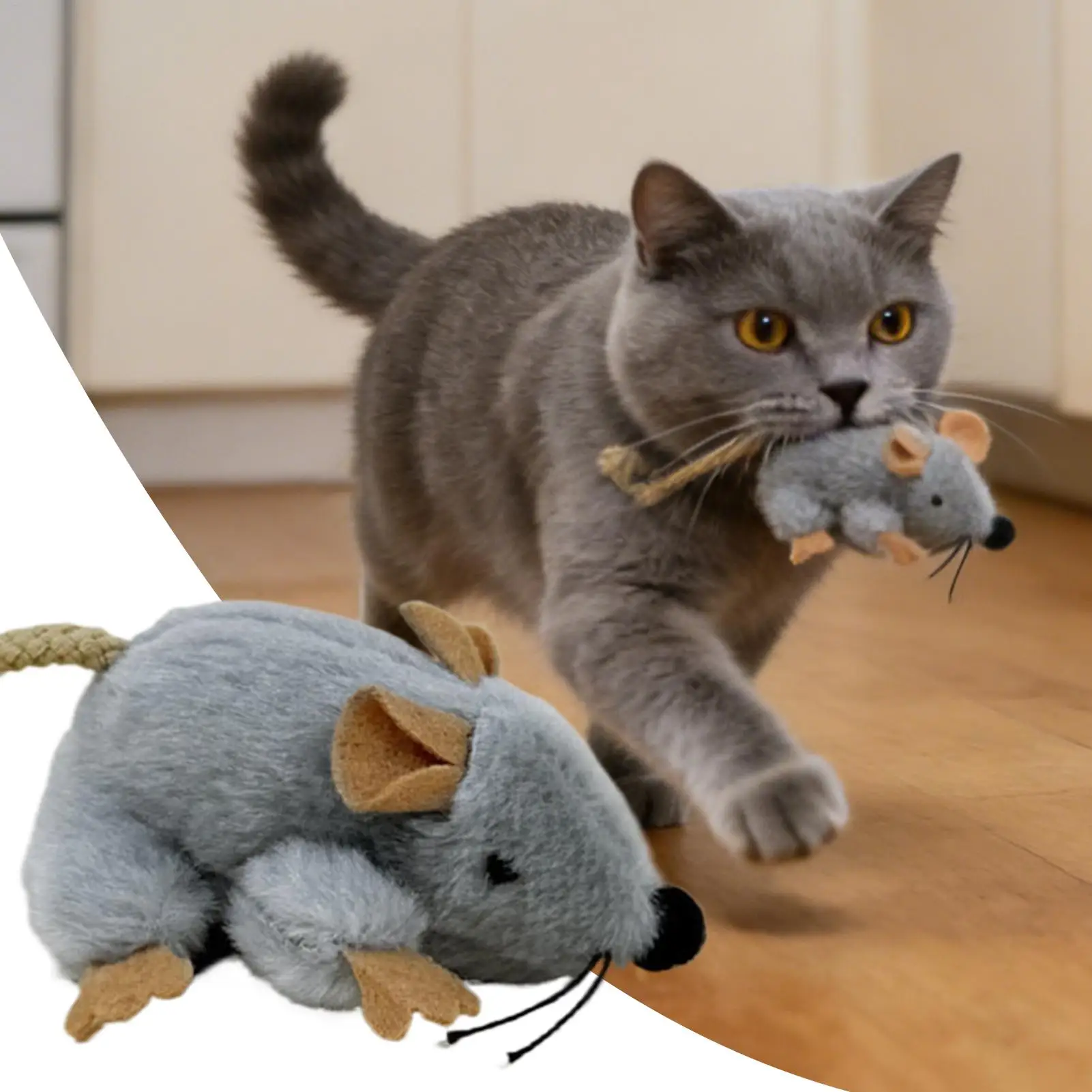 Cat Mouse Toy Built-In Sound Compact Play Game Stuffed Cat Toys for Daily Ground Home Indoor 1005011778480342
