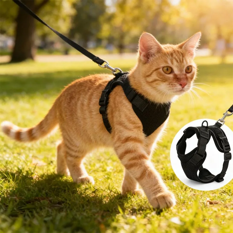 Escape Proof Soft Cat Harness and Leash Adjustable Vest for Walking Easy Control Outdoor Training 1005011781558273