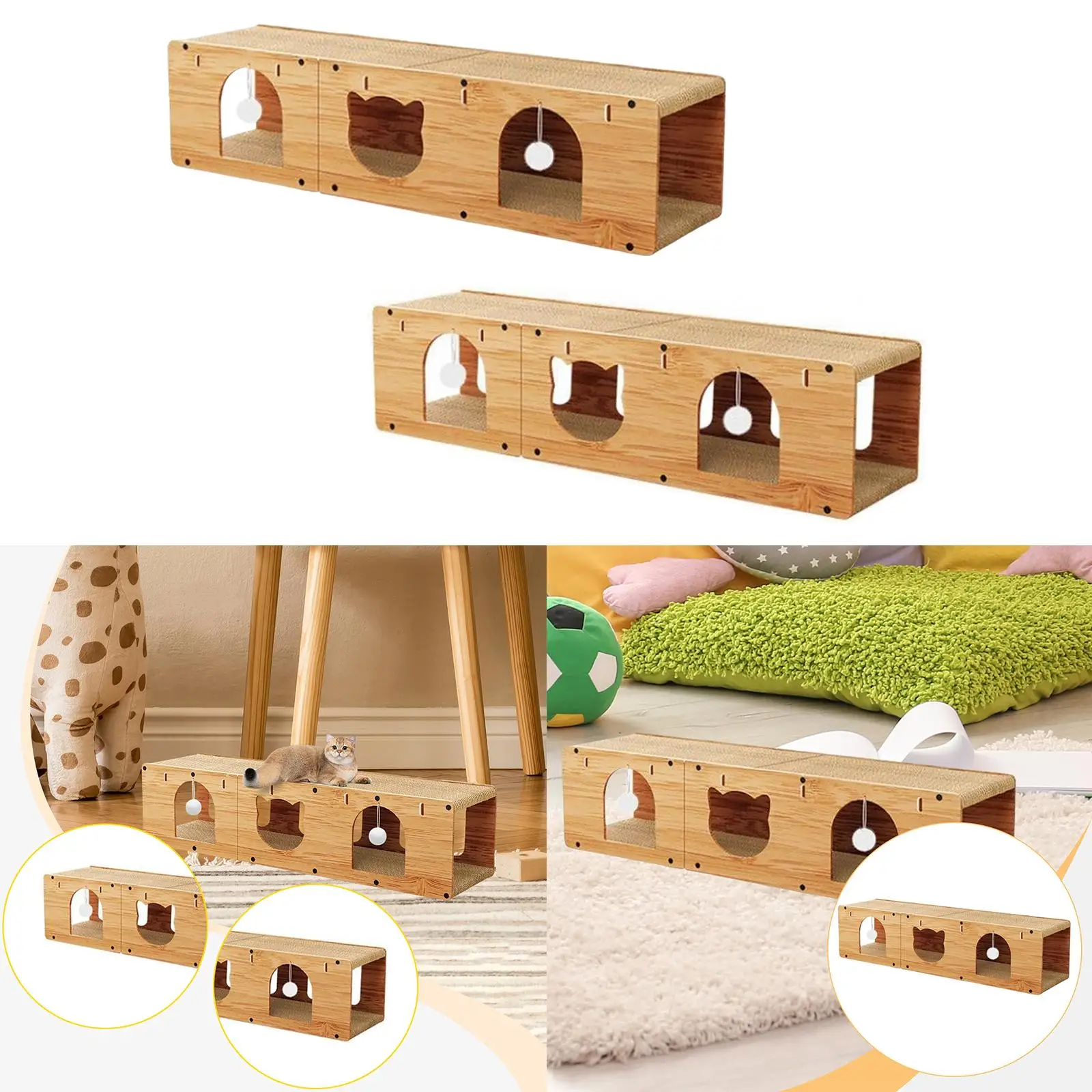 Cat Scratcher Tunnel Cat Bed Scratcher Cardboard House Claw Grinding Pad Playground Cat Toy 1005011782934948