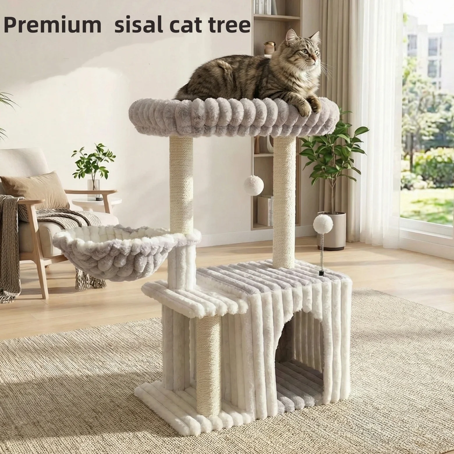 Indoor Multi-Functional Cat Tree with Cat Bed, Cat Jumping Platform, and Sisal Scratching Post 1005011783328257
