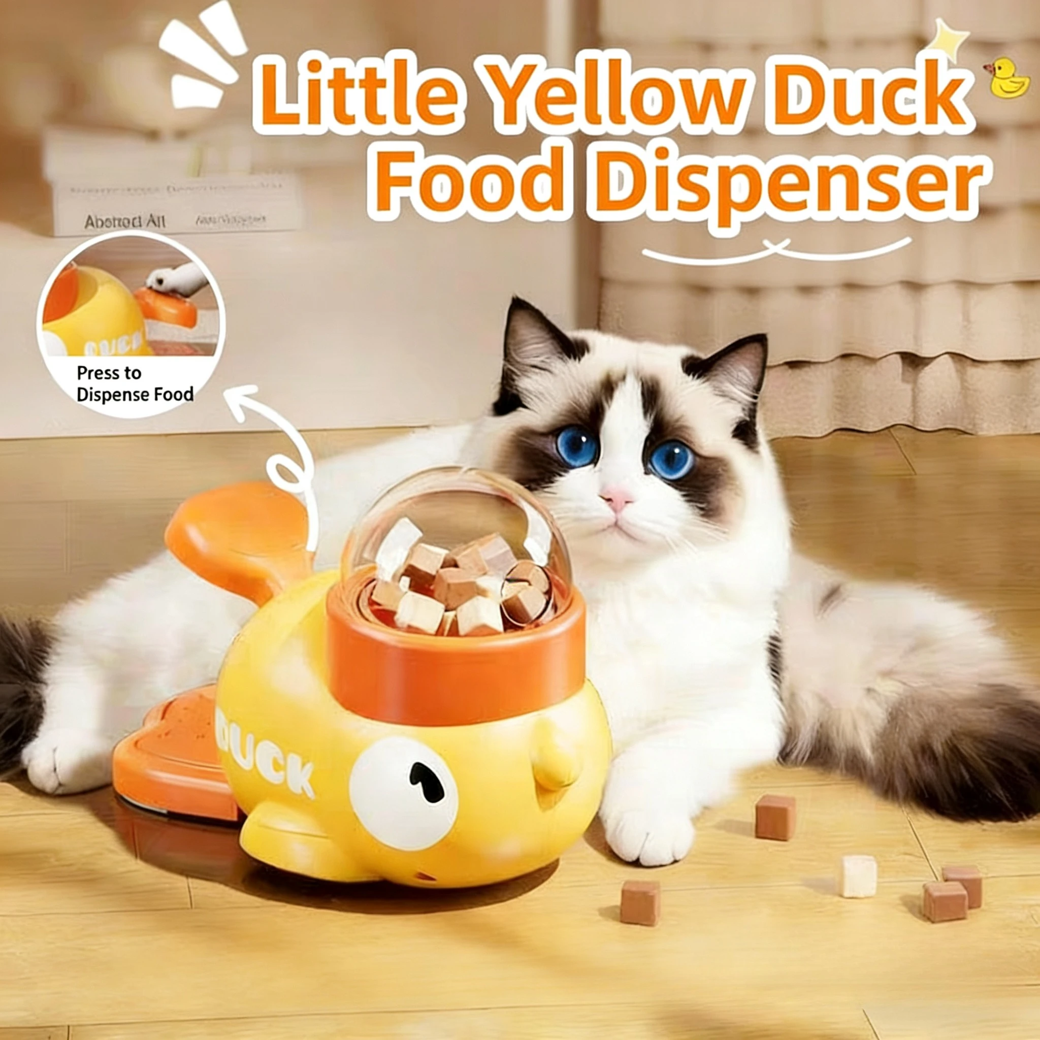 Little Yellow Duck Treat Dispenser, Interactive Puzzle Toy for Cats & Dogs 1005011783997059