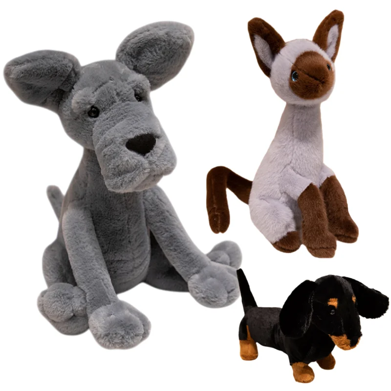 Popular Cuddly Lifelike Siamese Cat/Dachshund/Great Dane Plush Toys Soft Comfy Huggable Doll Nice 1005011787484371