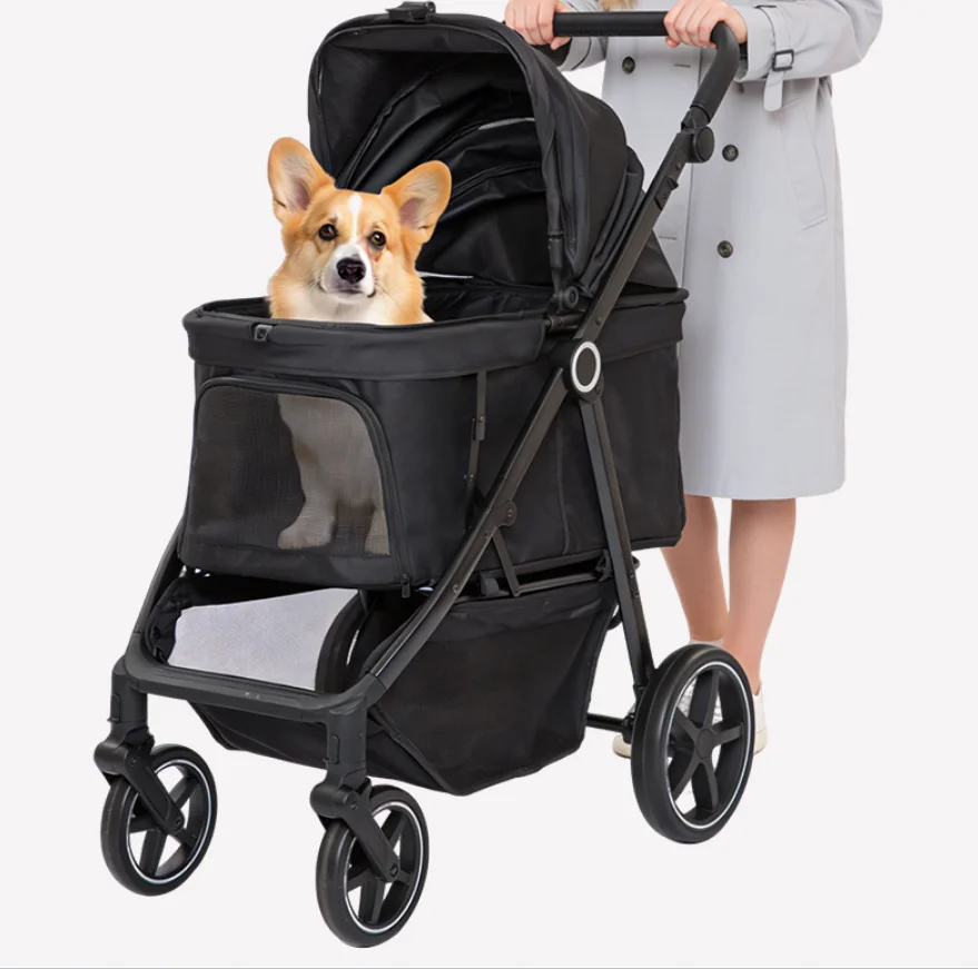 Foldable Pet Trolley Cart Pet Stroller Large Dog Cat Carrier 30kg Capacity Breathable Dog Carriers 1005011788506775
