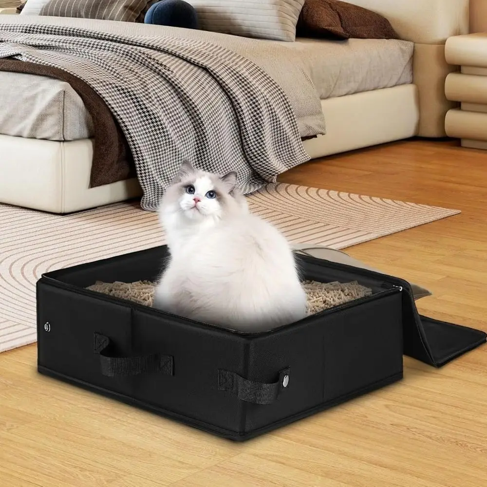 Portable Foldable Cat Litter Box Folding Outdoor Carrying Cat Litter Potty with Lid and Handle 1005011788912716