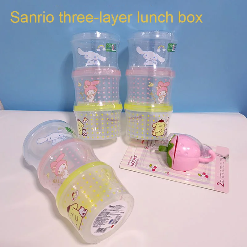 Kitty Bento Box Set 3 Pieces Cute Stackable Food Storage Containers with Lid Round Lunch Box for 1005011794899100
