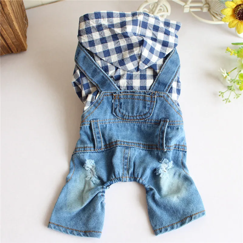 Dog Jeans Rompers with Plaid Patchwork Handsome Outwear Clothes for Dog Pet Outdoor Jacket 1005011794899803