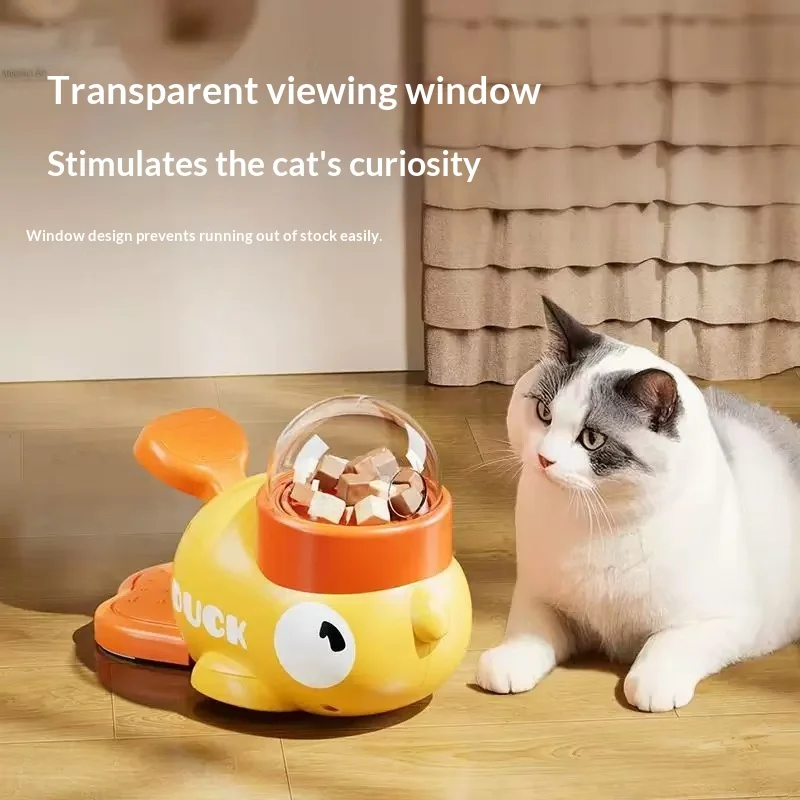 Fun Pet Toy Automatic Duck Food Dispenser Treat Launcher for Cats Dogs Entertainment Cat Bowl Cat 1005011806679230