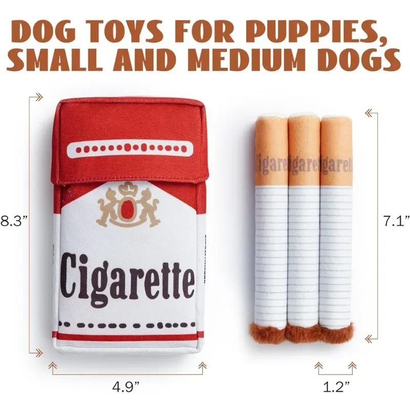 Squeaky Dog Toys for Chewing, Interactive Plush Cigarette Case Puppy Teething Toy 1005011807960074