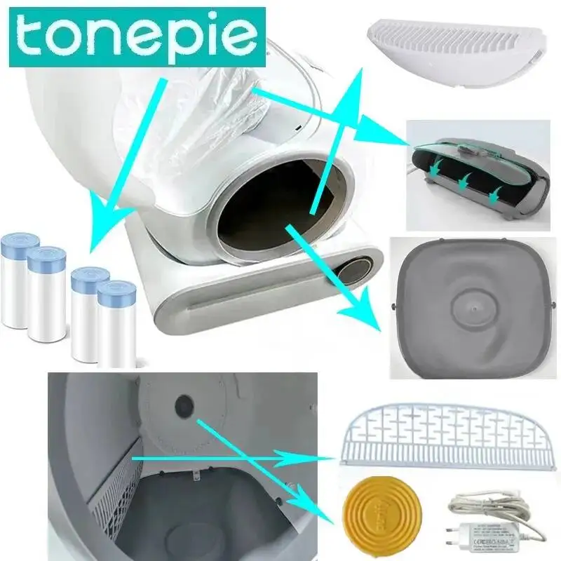 TONEPIE Automatic Cat Litter Box Accessories Bin Door Bottom Capsule Screen Filter Mesh Power Line 1005011811092945