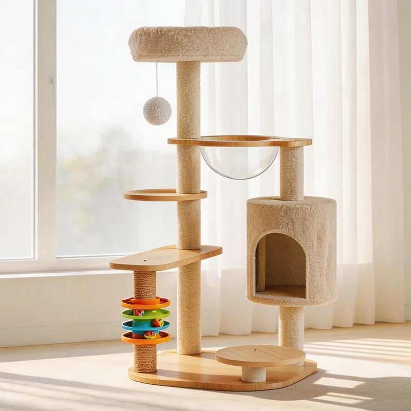 Multi-Level Cat Tree with Space Capsule, Sisal Scratching Posts & Interactive Toys (116cm) 1005011811810266