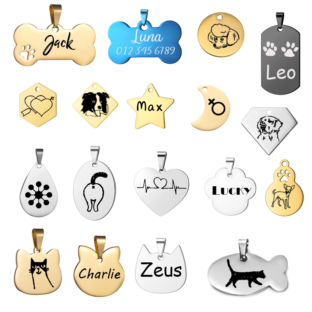 Dog ID Tag Free Engraving Name Tel Pet Collar Harness Pendant Accessories for Cat Custom Puppy 1005011812330837