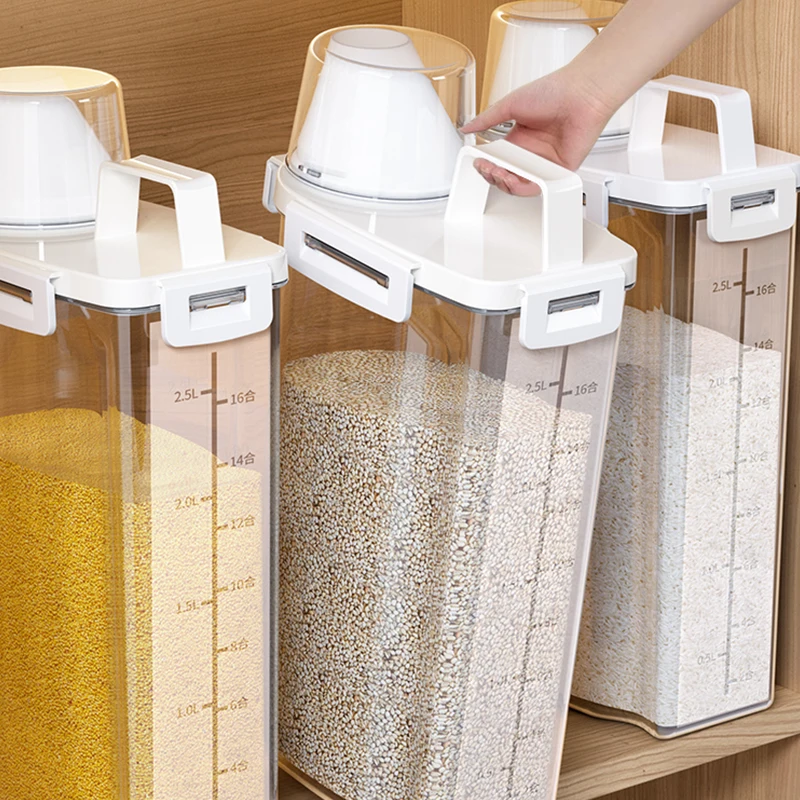 Airtight Food Storage Container 0.66 Gal Dispenser with Measuring Cup Locking Lid for Flour (2.5L) 1005011812336043