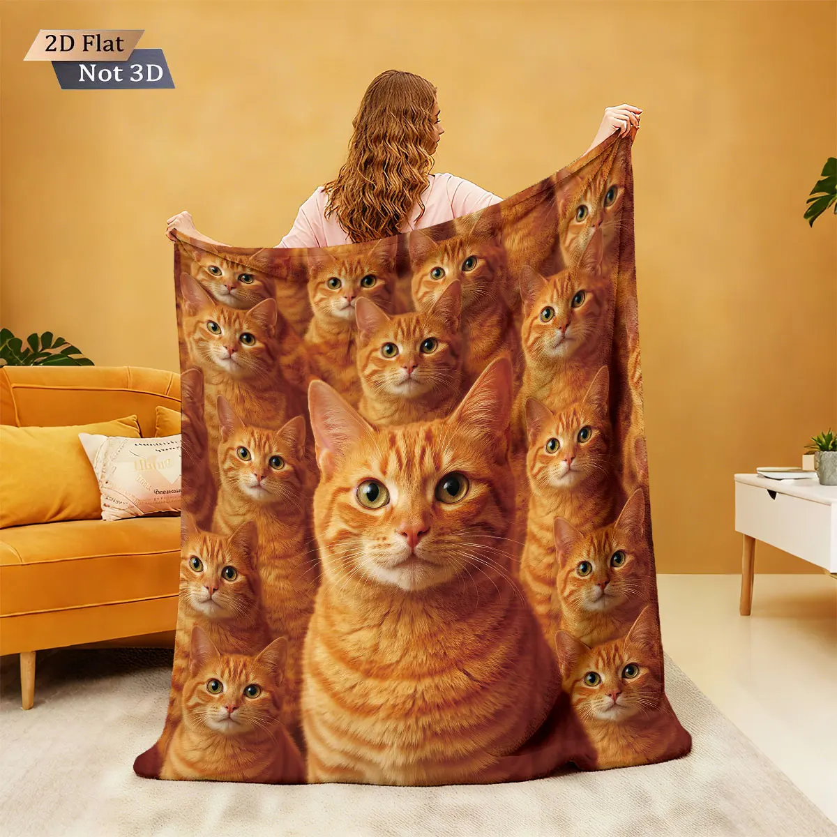 Cartoon Cat Animal Print 230 Flannel Blanket in Multiple Sizes (1pc) 1005011821286767