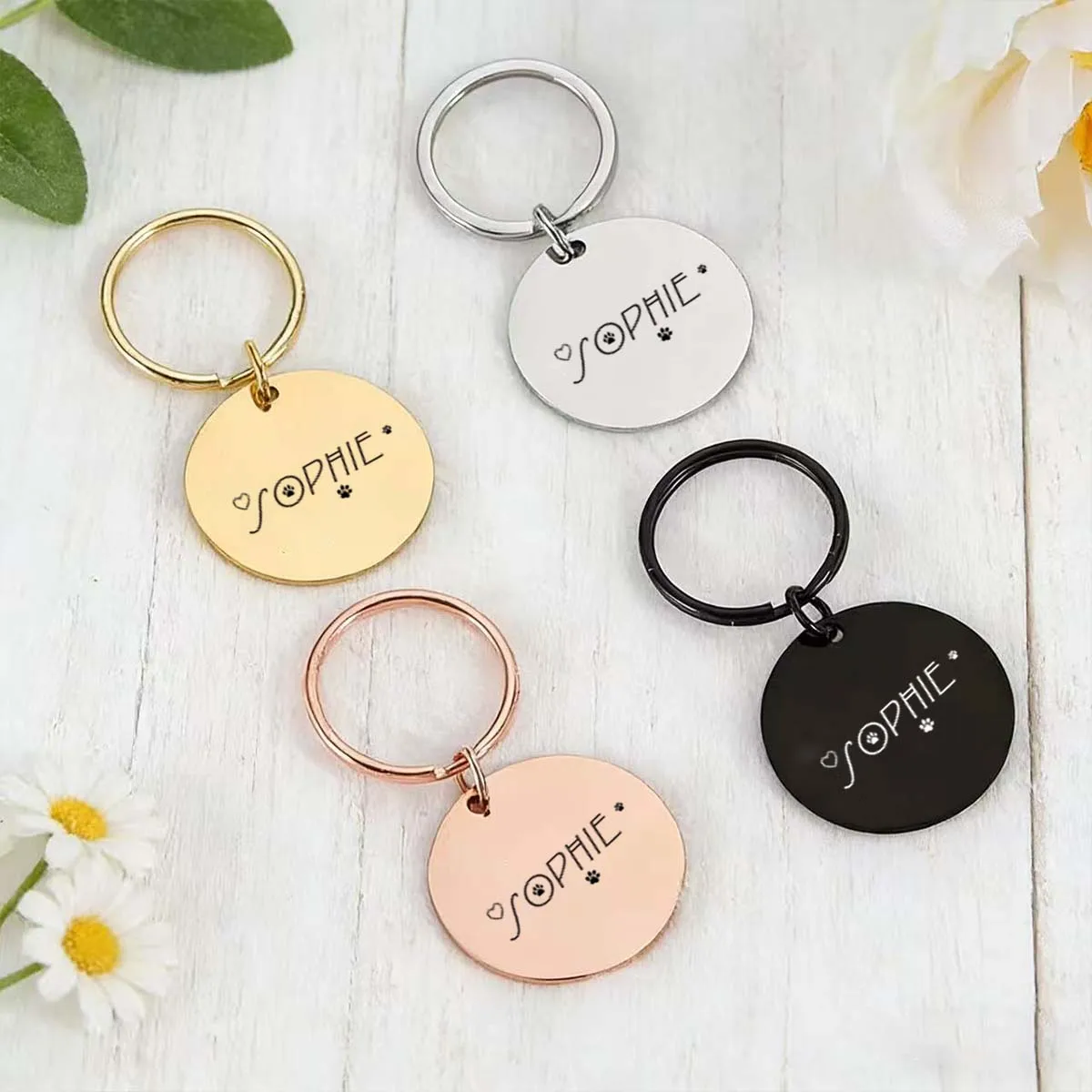 Engravable Stainless Steel Pet ID Tag, Shiny, Anti Loss, Lightweight, Cat Collar, Hanging Tag 1005011822770696