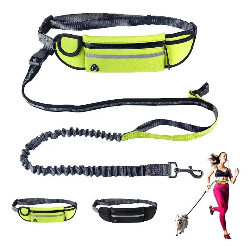 Hands Free Dog Leash with Waist Bag Retractable Elastic Reflective Leash for Running Walking Pet 1005011823172217