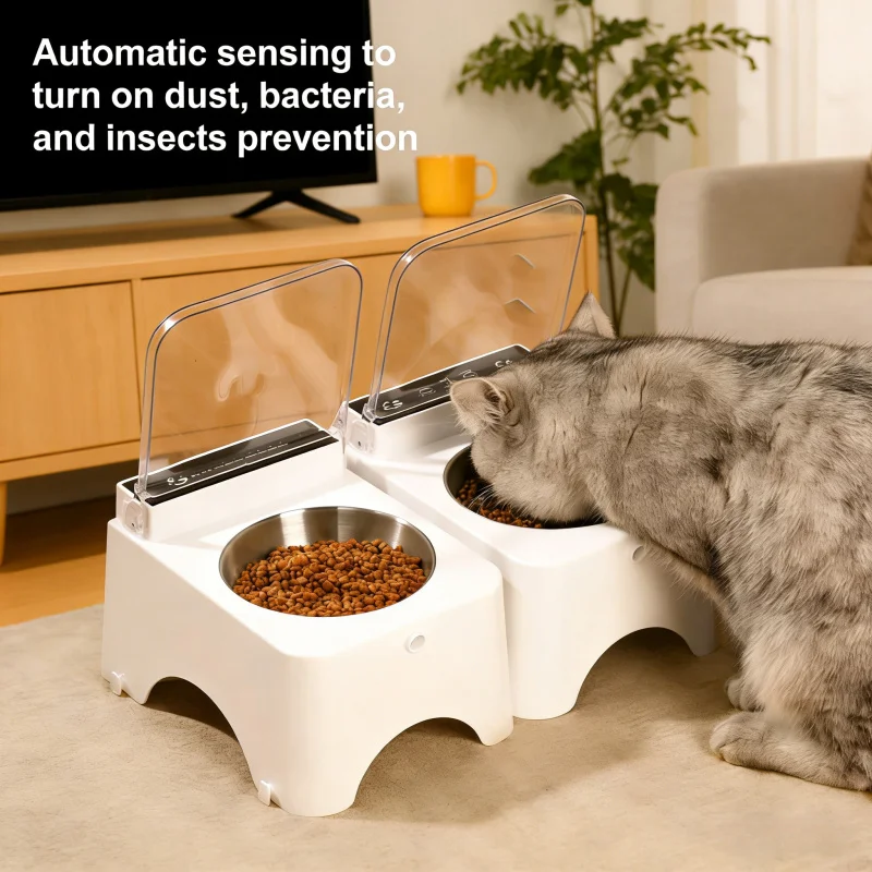 New Intelligent Infrared Sensing Cat Bowl Pet Cat Food Feeder, Automatic Lid Opening Feeder 1005011823417712