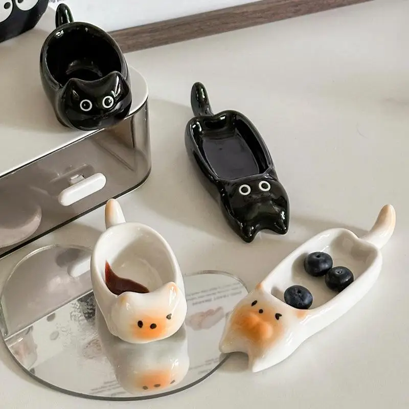 Ceramic Cat-Shaped Mini Dipping Plate Side Dish Small Bowl Home Diningware Kitchen Table Decorative 1005011827913669