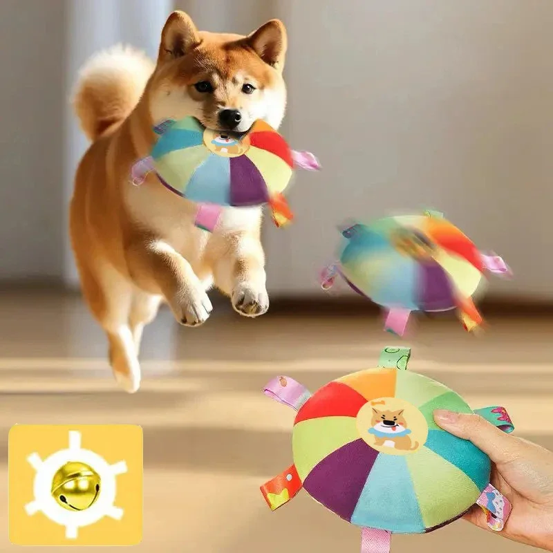 Dog Sounding Plush Toy Bell Cartoon Flying Disc Toy Small Dog Teeth Grinding Toy Wear-resistant 1005011830118504