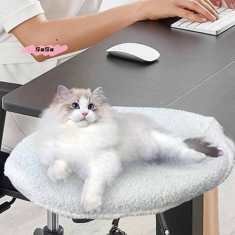 Comfortable Soft Round Cat Desk Bed Table Mount Perch with Pet Mat for Office Work 1005011839505632
