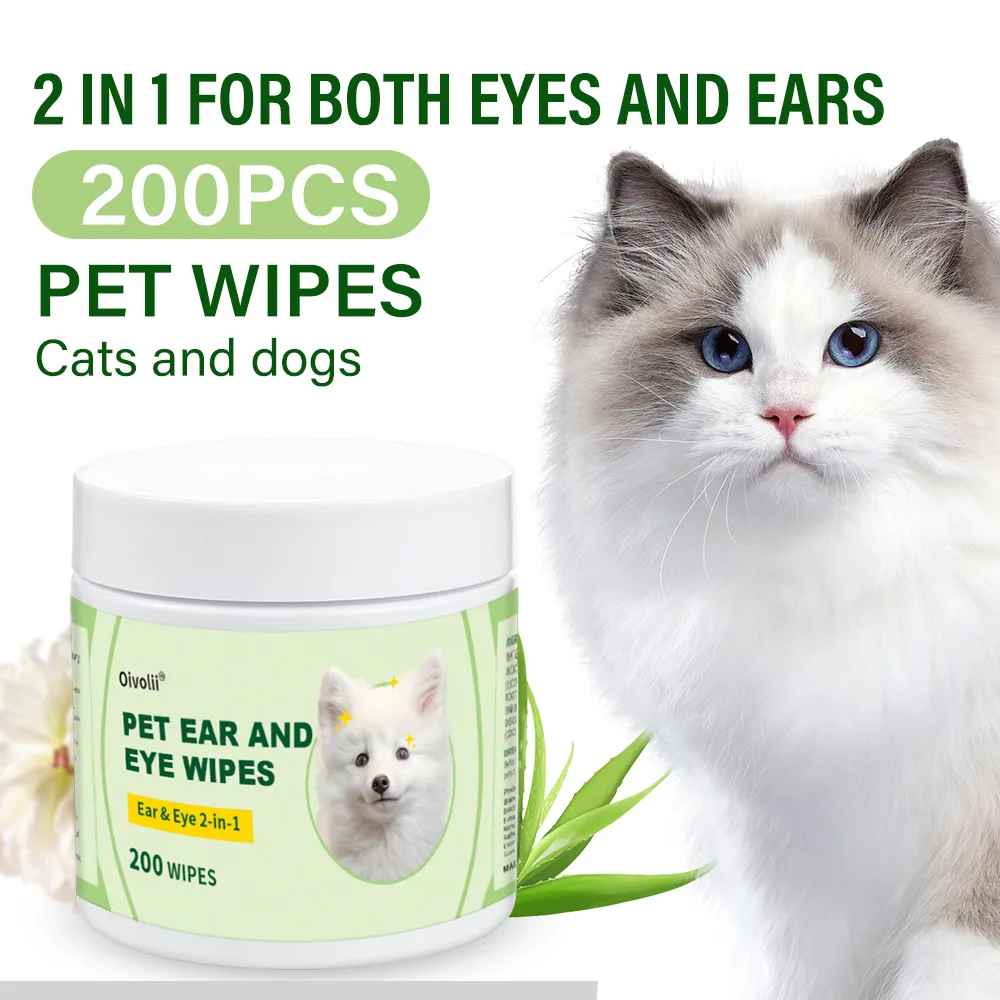 Pet Ear and Eye Wipes, 200 Count Mild Formula (2 In-1) 1005011839571028