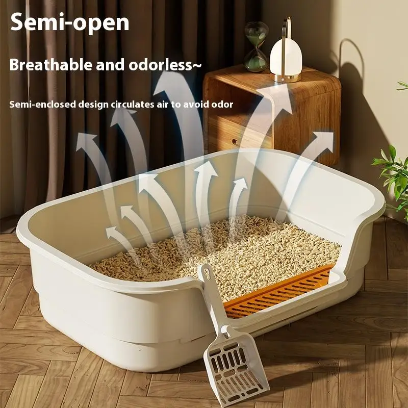 Multifunctional Cat Potty Cat Garbage Bin Large Capacity Ventilate Odor-Resistant Semi Enclosed 1005011839731715