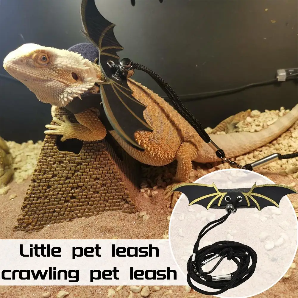 Adjustable Bearded Dragon Leash with Bat Wings Soft Leather Lizard Harness for Amphibians and Other 1005011843776176