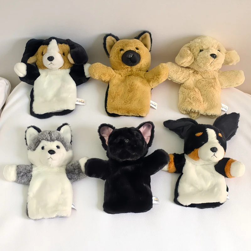 Styles Cute Puppy Plush Hand Puppet Toys Soft Cozy Wearable Husky Beagle French Bulldog Doll Kids 1005011845291990