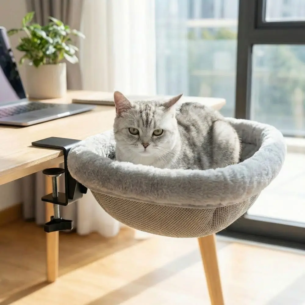 Creative Semi-Circular Cat Table Bed Detachable Soft Cat Desk Hammock Non-Slip Clamp Comfortable 1005011847114432