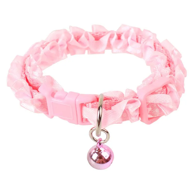 Cute Lace Sweet Pet Collar Necklace Dog Cat with Bell Pendant Adjustable Small Medium Dogs Puppy 1005011847188019