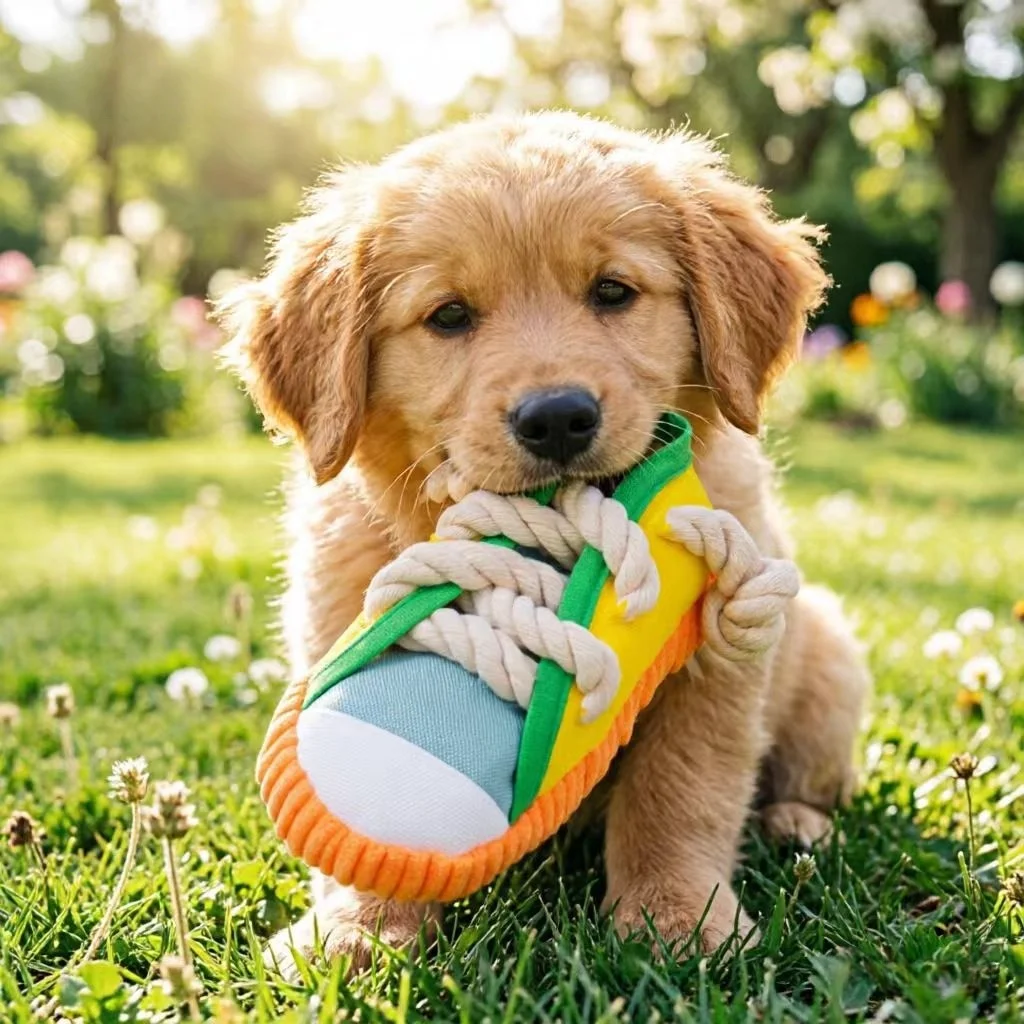 Squeaky Dog Toy Shoe Shape for Small Medium Dogs Puppy Chew Toys Teeth Cleaning Durable Interactive 1005011847516319