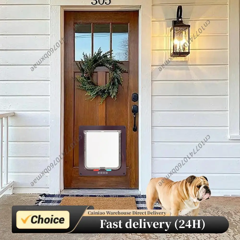 Dog Cat Kitten Flap Puppy Safety In&out Pet Door with 4 Way Security Lock Doors and Sliding 1005011849365350