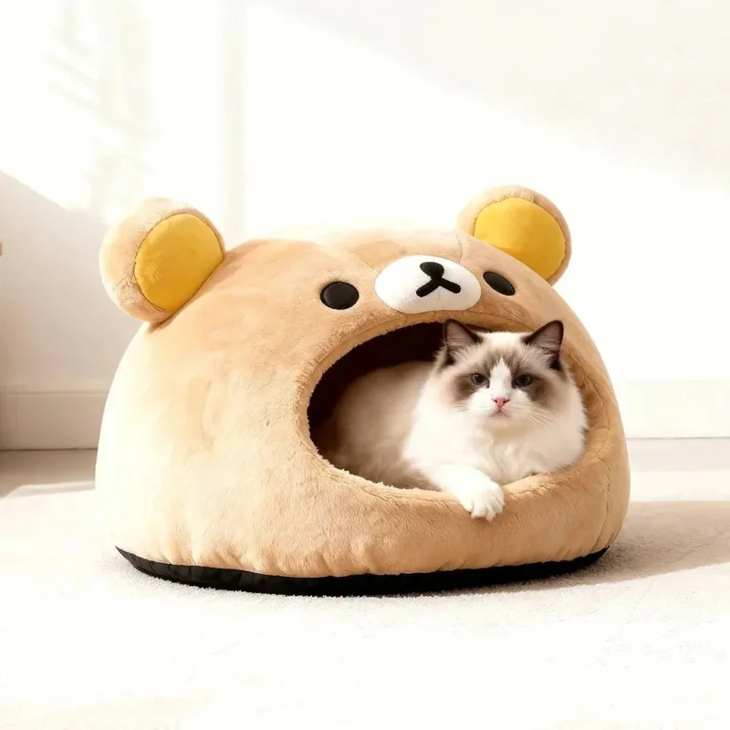 Kawaii Rilakkuma Bear Pet Bed Soft Plush Cave Nest for Cats Puppies Perfect Gift for Pet Owners 1005011850228373