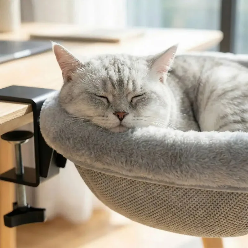 Semi-Circular DIY Cat Table Bed Space Saving Detachable Folding Cat Bed Comfortable Non-Slip Clamp 1005011854657024