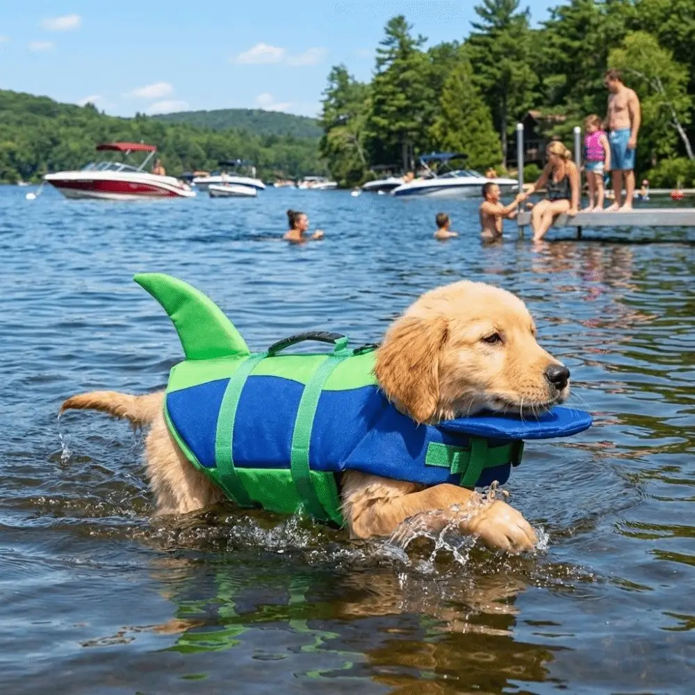 Shark Shape Dog Life Vest Adjustable High Visibility Dog Swimming Suit Tear-Resistant Superior 1005011855957136
