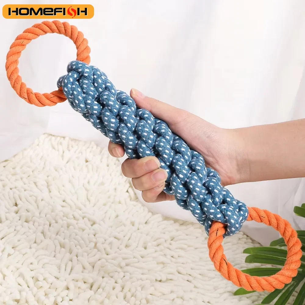 Double-Ring Cotton Blend Dog Rope Toy, Durable, Bite-Resistant & Interactive for Tug Play 1005011856270143