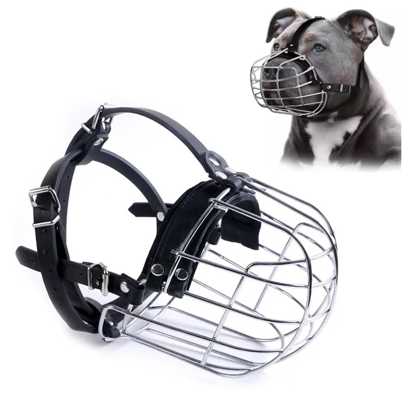 Anti-Biting Dog Muzzle Stainless Steel Breathable Pet Mouth Mask Adjustable Protection Cover Dog 1005011857184383