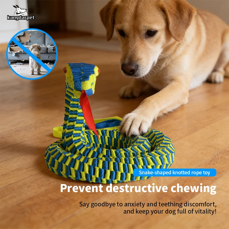 Durable Snake Shaped Dog Rope Toy Interactive Floating Pet Chew Toy for Teething Training Tug of 1005011859467708