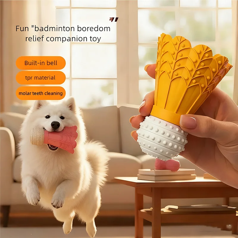 Fun Bouncing Badminton Dog Toy With Bell Sound Molar Bite Resistant Interactive Pet Toy Self 1005011860817652