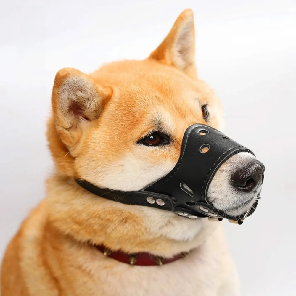 1PC Adjustable Leather Pet Dog Muzzle Anti-Bark Anti-Bite Breathable Training Mask for Large Dogs 1005011861461170