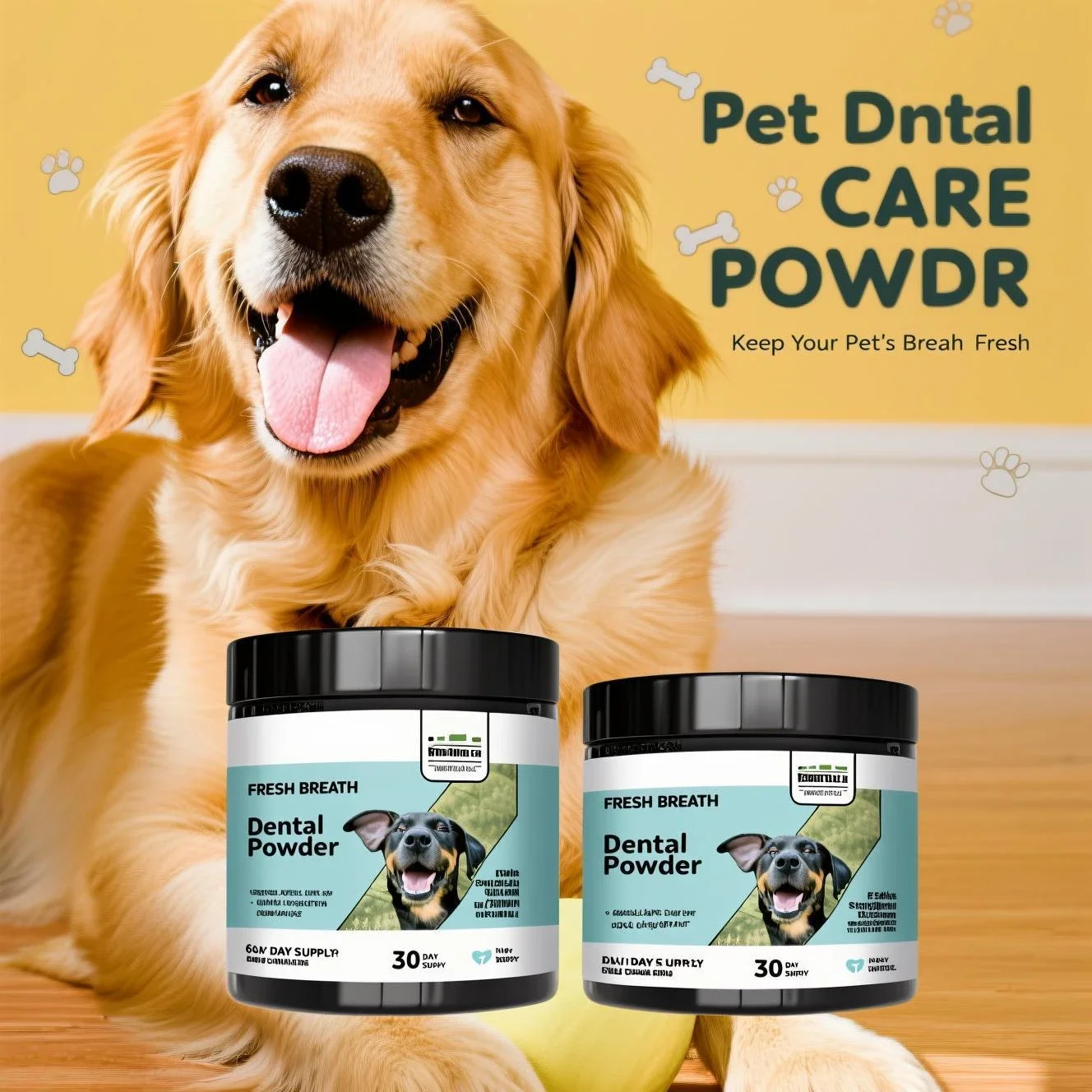 Pet Dental Cleaning Powder for Dogs & Cats, Freshens Breath, Removes Tartar & Plaque 1005011863238993